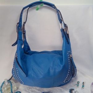 B Makowsky Bag Blue/Teal/Turquoise Glove Leather
